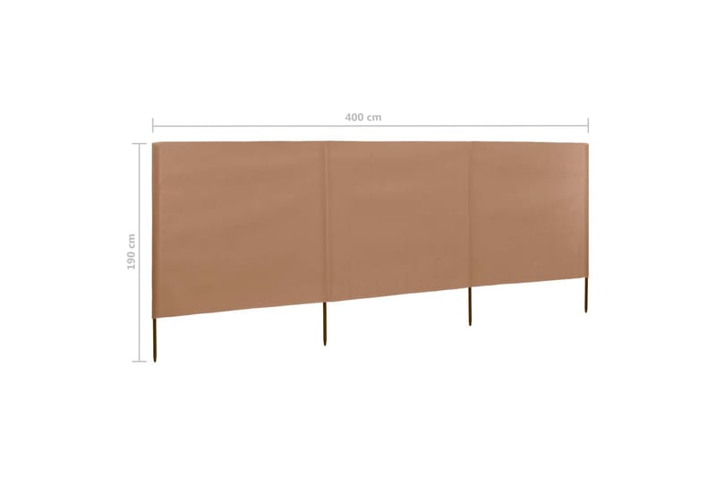 Tuulensuojakangas 3 paneelilla 400x160 cm ruskeanharmaa - Ruskea - Puutarhakalusteet - Aurinkosuoja - Sermit ja tuulisuojat