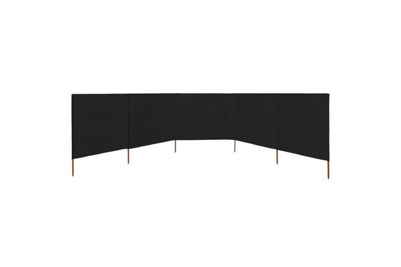Tuulensuojakangas 5 paneelilla 600x120 cm musta - Musta - Puutarhakalusteet - Aurinkosuoja - Sermit ja tuulisuojat