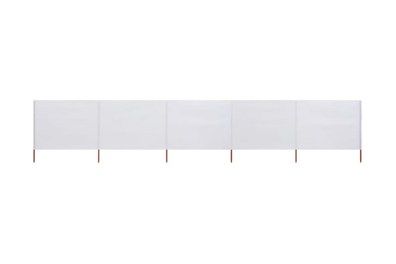 Tuulensuojakangas 5 paneelilla 600x120 cm hiekanvalkoinen - Valkoinen - Puutarhakalusteet - Aurinkosuoja - Sermit ja tuulisuojat