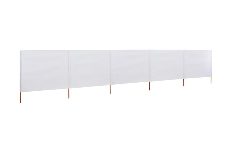 Tuulensuojakangas 5 paneelilla 600x120 cm hiekanvalkoinen - Valkoinen - Puutarhakalusteet - Aurinkosuoja - Sermit ja tuulisuojat