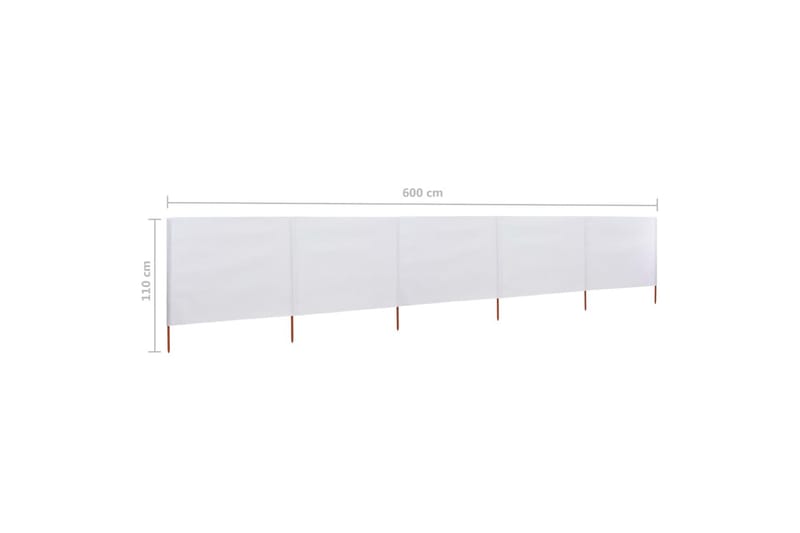 Tuulensuojakangas 5 paneelilla 600x80 cm hiekan valkoinen - Valkoinen - Puutarhakalusteet - Aurinkosuoja - Sermit ja tuulisuojat