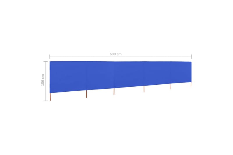 Tuulensuojakangas 5 paneelilla 600x120 cm taivaansininen - Sininen - Puutarhakalusteet - Aurinkosuoja - Sermit ja tuulisuojat