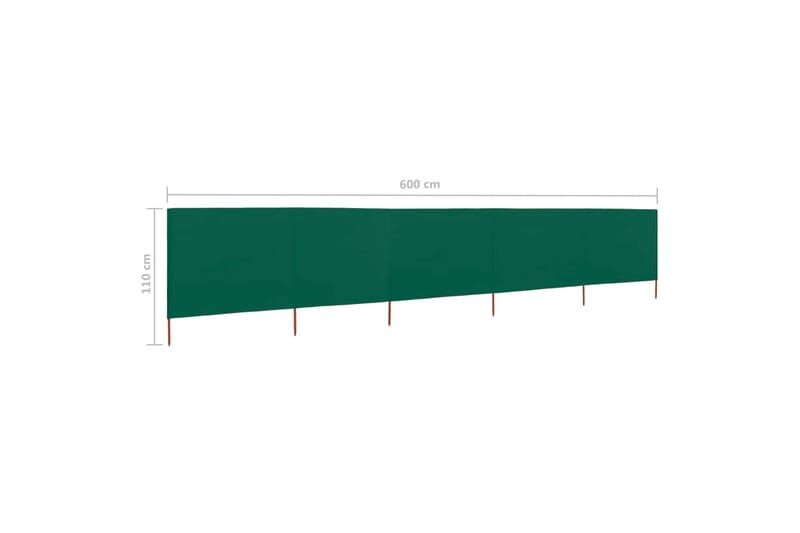 Tuulensuojakangas 5 paneelilla 600x80 cm vihreä - Vihreä - Puutarhakalusteet - Aurinkosuoja - Sermit ja tuulisuojat