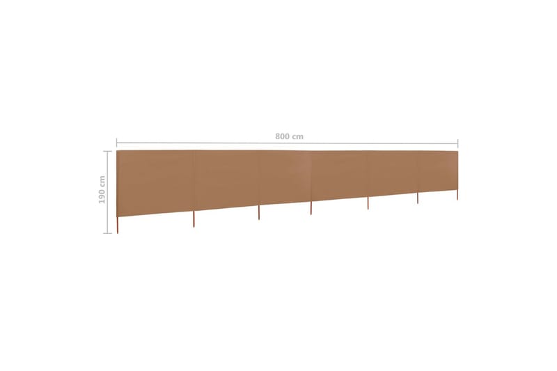 Tuulensuojakangas 6 paneelilla 800x160 cm ruskeanharmaa - Ruskea - Puutarhakalusteet - Aurinkosuoja - Sermit ja tuulisuojat