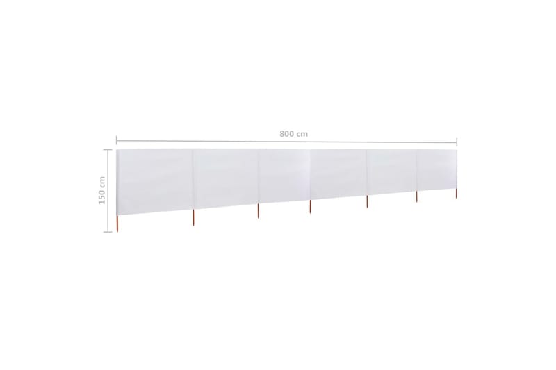 Tuulensuojakangas 6 paneelilla 800x120 cm hiekanvalkoinen - Valkoinen - Puutarhakalusteet - Aurinkosuoja - Sermit ja tuulisuojat
