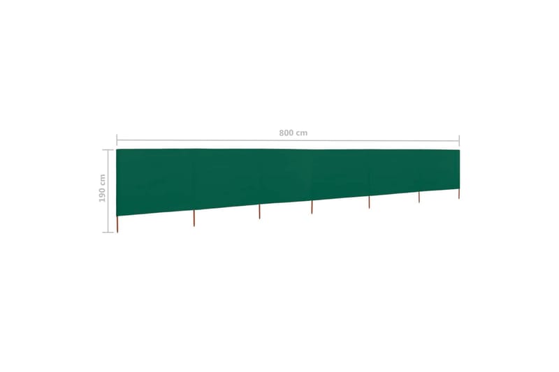 Tuulensuojakangas 6 paneelilla 800x160 cm vihreä - Vihreä - Puutarhakalusteet - Aurinkosuoja - Sermit ja tuulisuojat