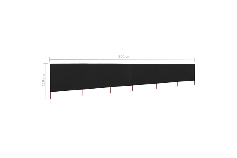 Tuulensuojakangas 6 paneelilla 800 x 80 cm musta - Musta - Puutarhakalusteet - Aurinkosuoja - Sermit ja tuulisuojat