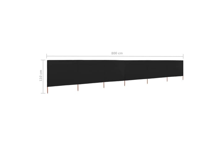 Tuulensuojakangas 6 paneelilla 800 x 80 cm musta - Musta - Sermit ja tuulisuojat - Sermi