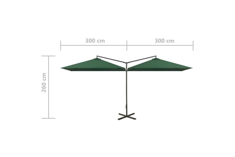 Tupla-aurinkovarjo terästanko vihreä 600x300 cm - Vihreä - Puutarhakalusteet - Aurinkosuoja - Aurinkovarjo