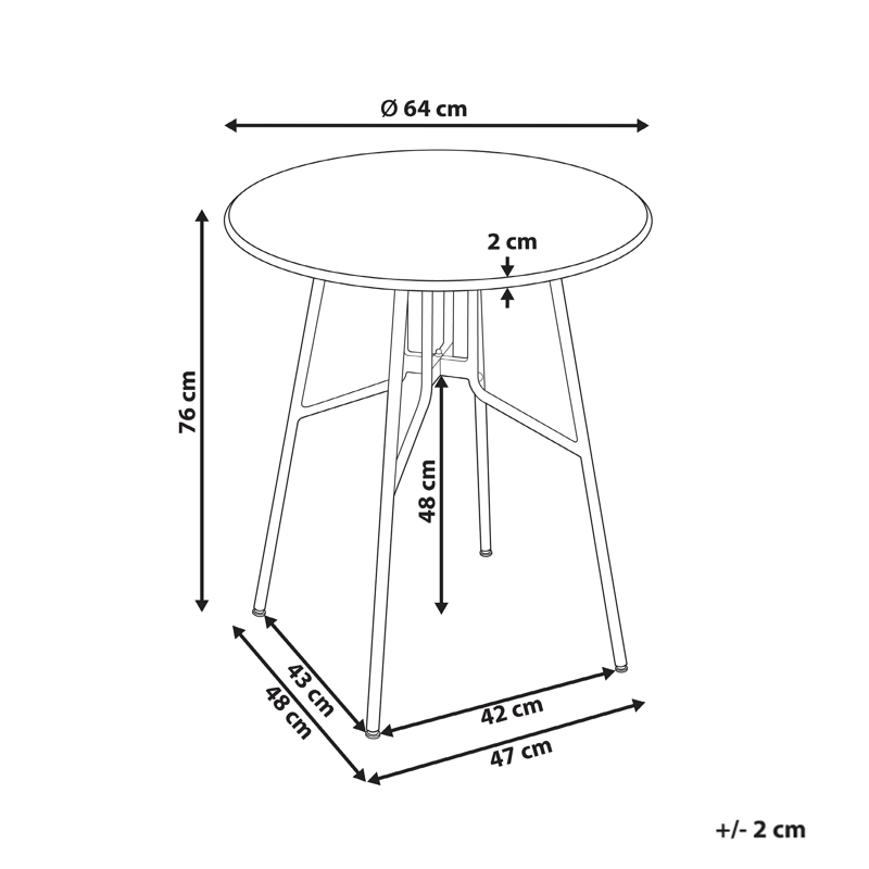 Bistropöytä ulos Taltal 64 cm - Punainen - Puutarhakalusteet - Parveke - Parvekekalusteet - Parvekepöytä