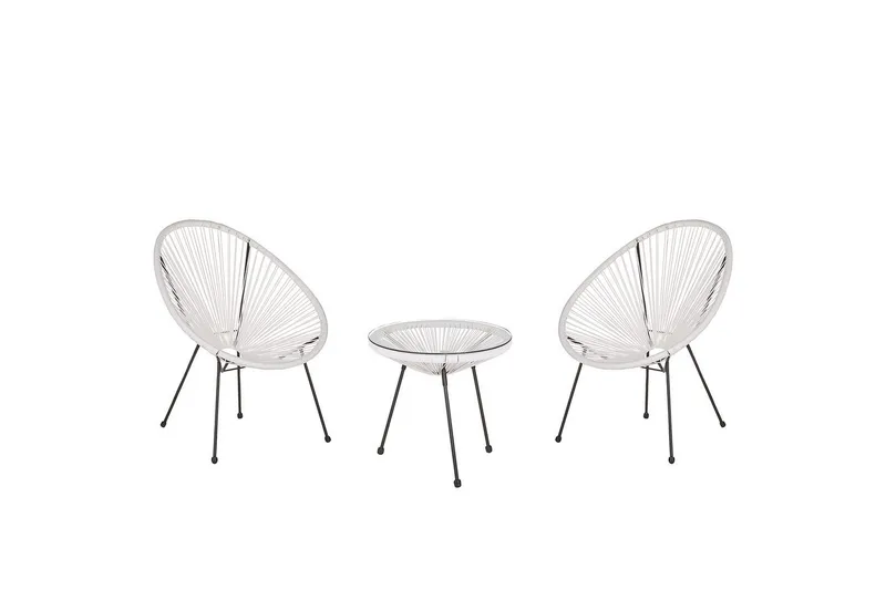 Cafeset Beliani Acapulco II Blå/Svart White||Black - Puutarhakalusteet - Parveke - Parvekekalusteet - Parvekesetti