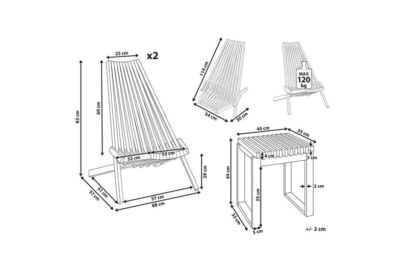 Cafeset Beliani Bellano Light wood - Puutarhakalusteet - Parveke - Parvekekalusteet - Parvekesetti
