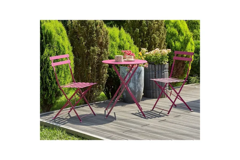 Cafeset Beliani Fiori Blå Wine red - Puutarhakalusteet - Parveke - Parvekekalusteet - Parvekesetti