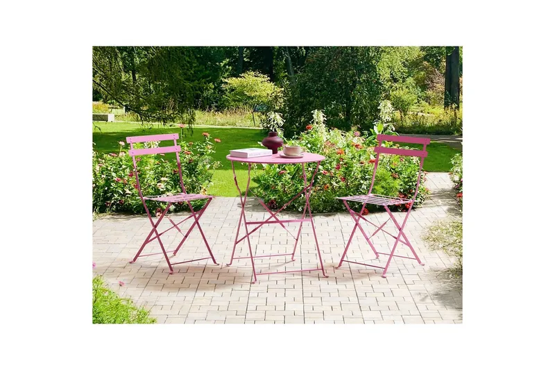 Cafeset Beliani Fiori Blå Pink - Puutarhakalusteet - Parveke - Parvekekalusteet - Parvekesetti