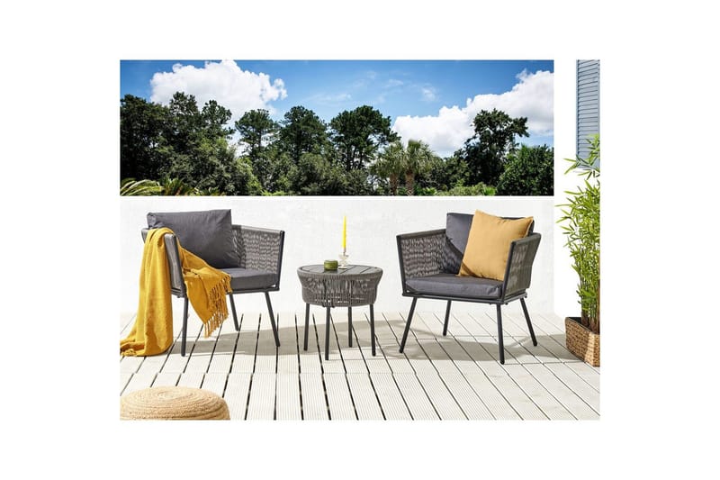 Cafeset Beliani Gargano Brun/grå Light grey||Black - Puutarhakalusteet - Parveke - Parvekekalusteet - Parvekesetti