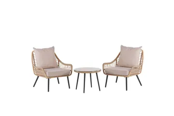Cafeset Beliani Laureto Grå Natural||Beige||Black - Puutarhakalusteet - Parveke - Parvekekalusteet - Parvekesetti