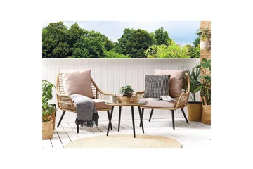 Cafeset Beliani Laureto Grå Natural||Beige||Black - Puutarhakalusteet - Parveke - Parvekekalusteet - Parvekesetti