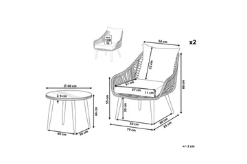 Cafeset Beliani Laureto Grå Natural||Beige||Black - Puutarhakalusteet - Parveke - Parvekekalusteet - Parvekesetti