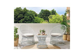 Cafeset Beliani Mesyna Beige/grå White||Beige - Puutarhakalusteet - Parveke - Parvekekalusteet - Parvekesetti