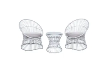 Cafeset Beliani Mesyna Beige/grå White||Beige - Puutarhakalusteet - Parveke - Parvekekalusteet - Parvekesetti