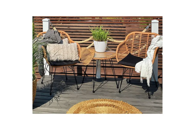 Cafeset Beliani Tropea II Natural - Puutarhakalusteet - Parveke - Parvekekalusteet - Parvekesetti