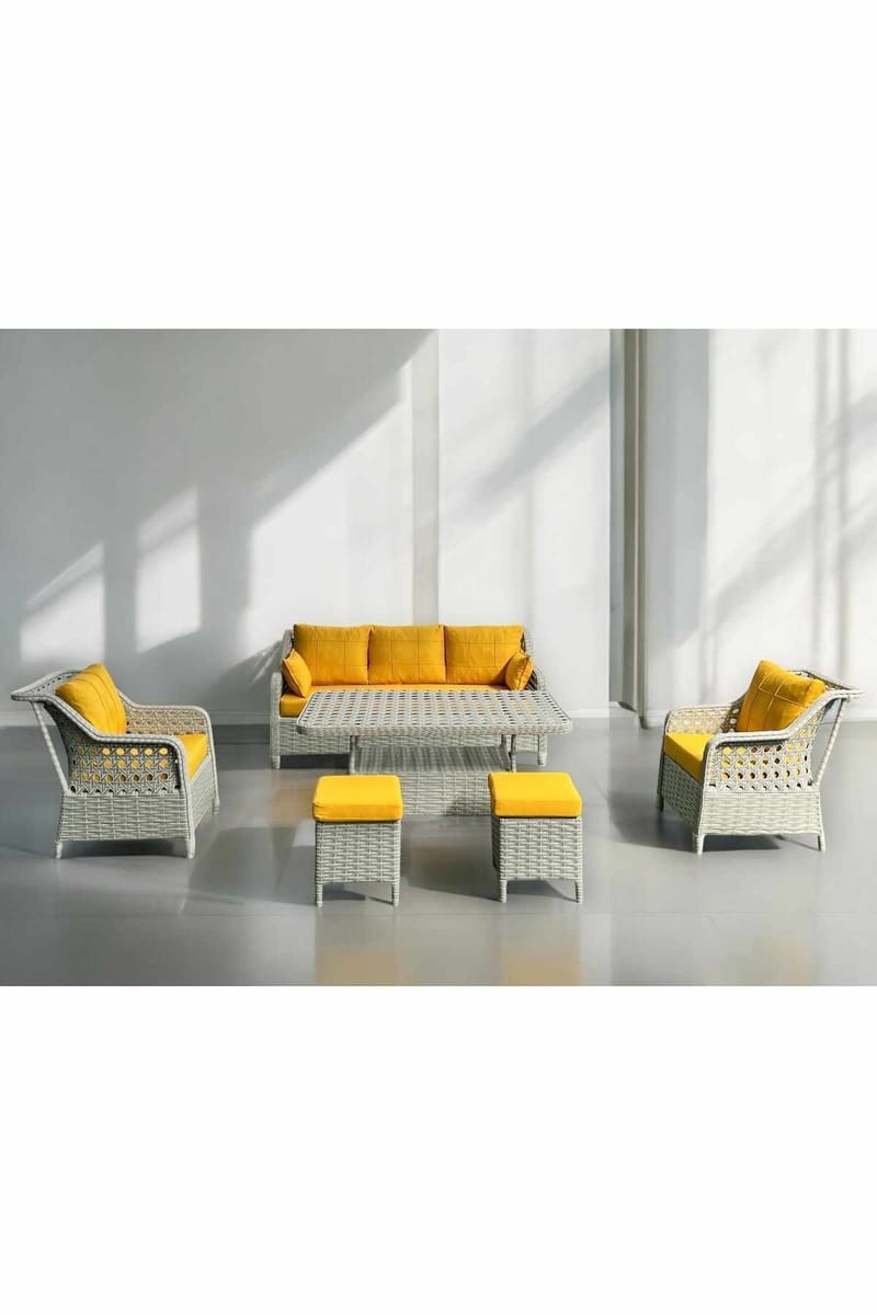 Garden Lounge Set Atelier Del Sofa Rondi (175 x 78 x 60 cm) Keltainen harmaa - Puutarhakalusteet - Parveke - Parvekekalusteet - Parvekesetti