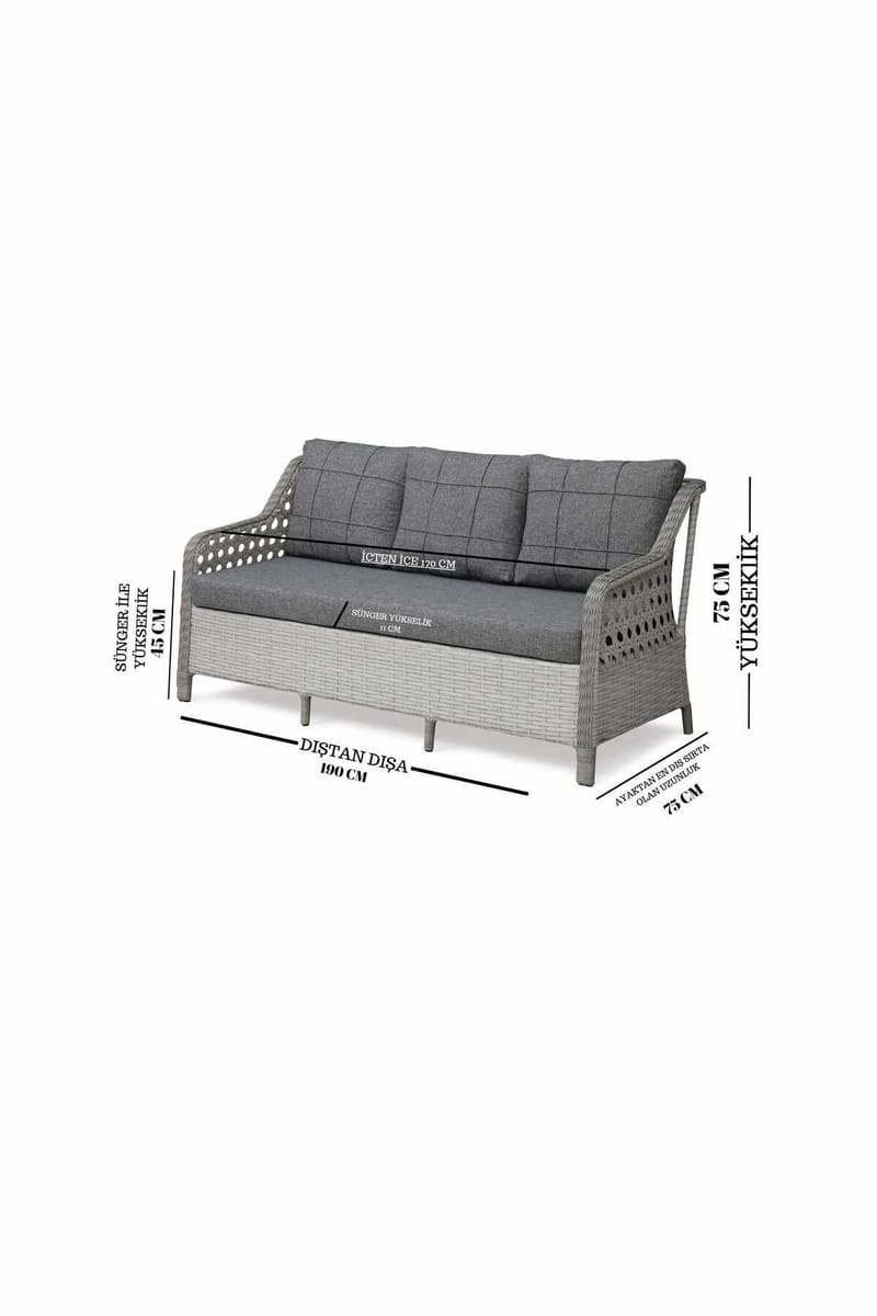 Garden Lounge Set Atelier Del Sofa Rondi (175 x 78 x 60 cm) Kermanruskea - Puutarhakalusteet - Parveke - Parvekekalusteet - Parvekesetti