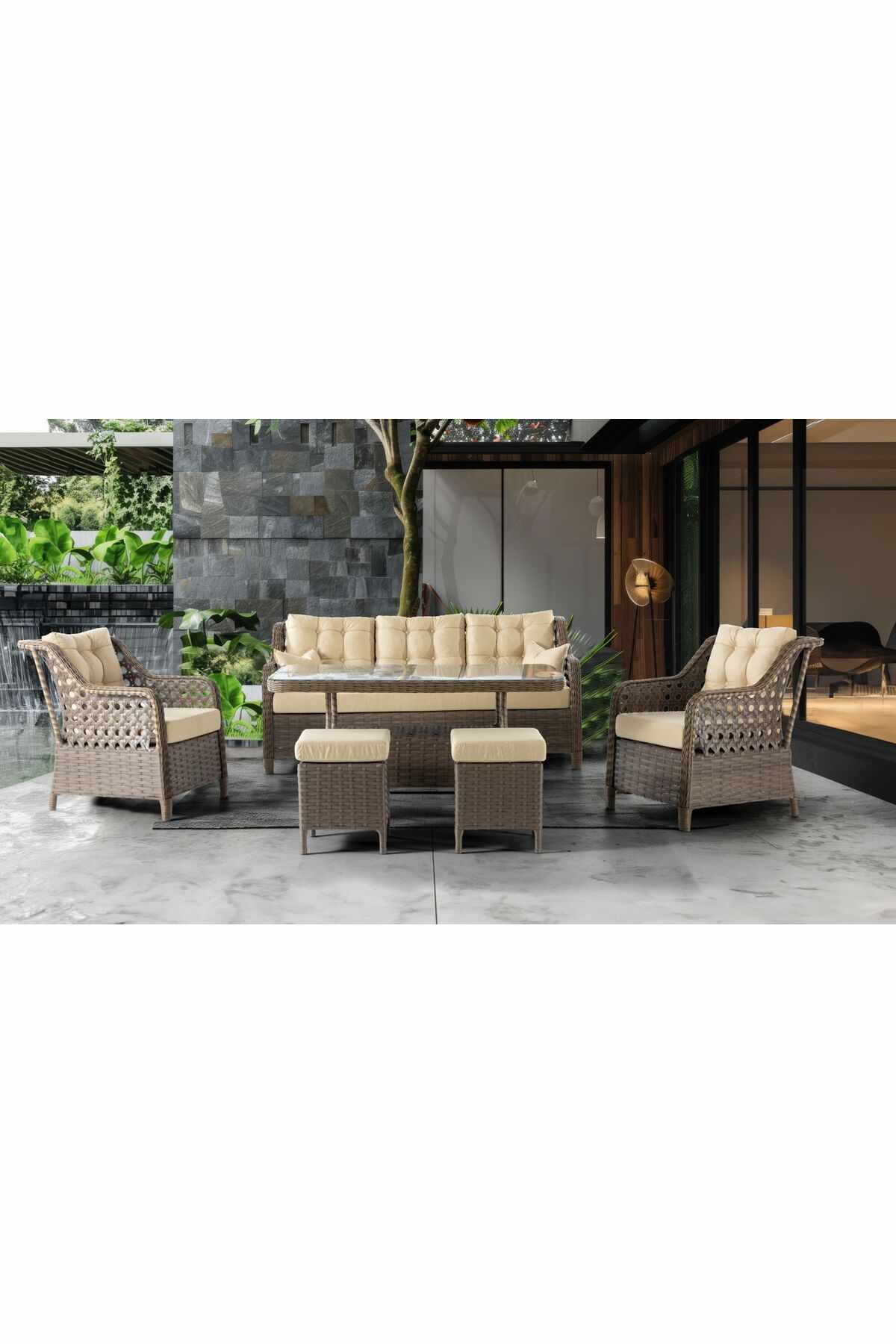 Garden Lounge Set Atelier Del Sofa Rondi (175 x 78 x 60 cm) Kermanruskea -