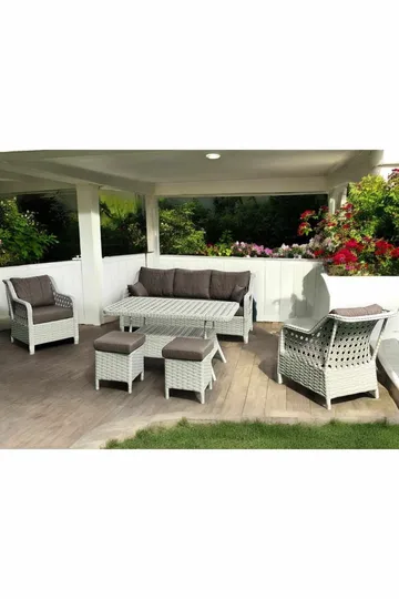 Garden Lounge Set Atelier Del Sofa Rondi (175 x 78 x 60 cm) Maidonruskea - Maitokahvinruskea - Puutarhakalusteet - Parveke - Parvekekalusteet - Parvekesetti