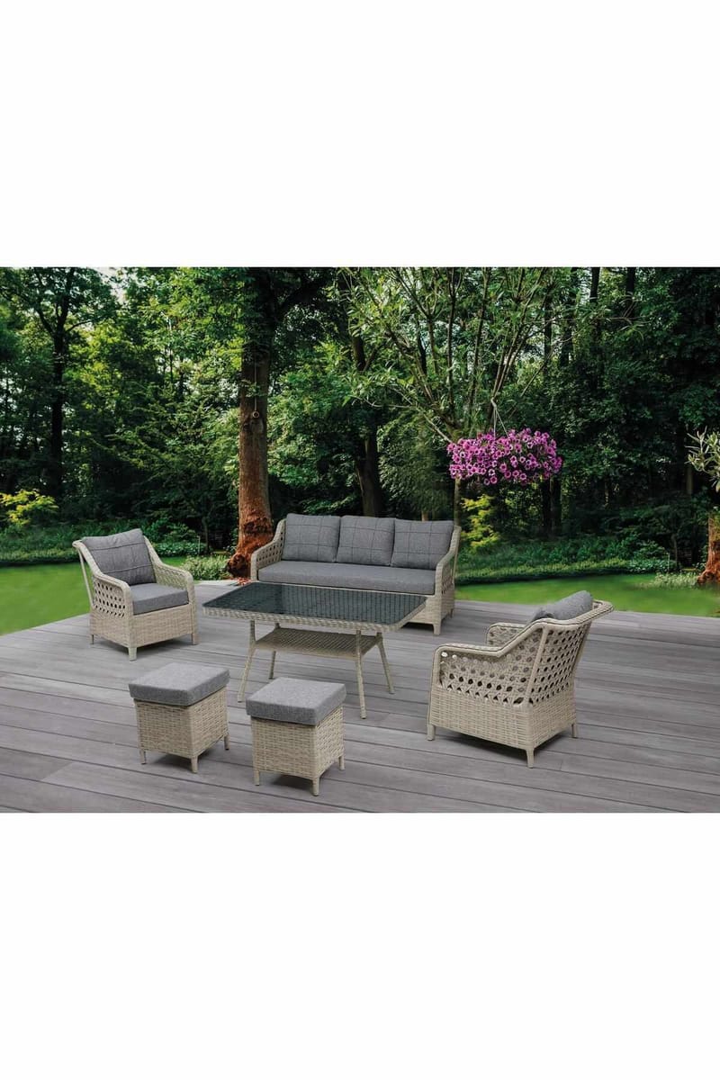 Garden Lounge Set Atelier Del Sofa Rondi (175 x 78 x 60 cm) Tummanharmaa hunaja - Tummanharmaa, hunaja - Puutarhakalusteet - Parveke - Parvekekalusteet - Parvekesetti