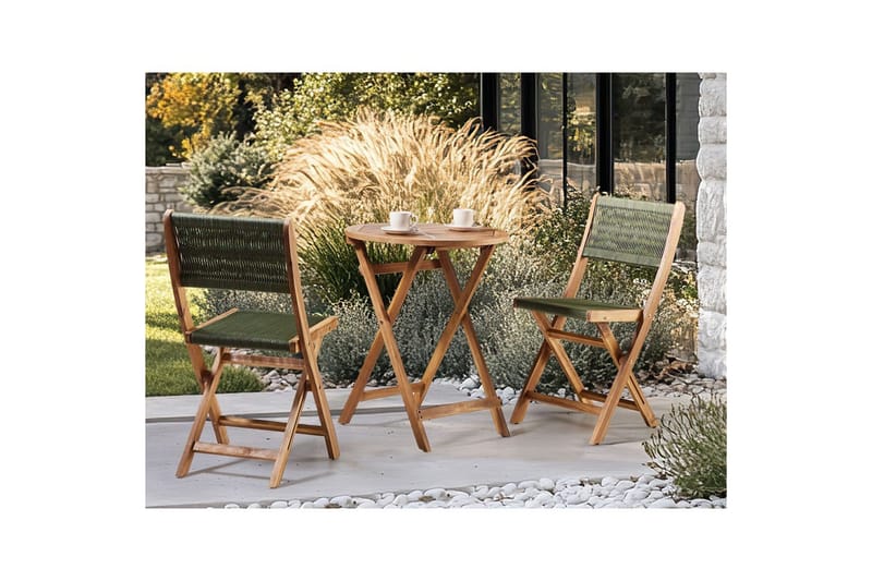 Kahvilaryhmä Prossedi - Vihreä, vaalea puu - Puutarhakalusteet - Parveke - Parvekekalusteet - Parvekesetti