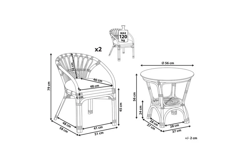 Kahvilaryhmä Pecorini - Puutarhakalusteet - Parveke - Parvekekalusteet - Parvekesetti