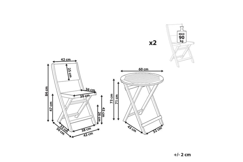 Kahvilaryhmä Prossedi - Vihreä, vaalea puu - Puutarhakalusteet - Parveke - Parvekekalusteet - Parvekesetti