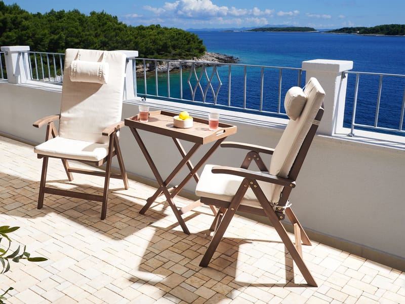 Kahvilasetti ulos Amantea Premium akaasiapuu - Ruskea/Vaalea beige - Puutarhakalusteet - Parveke - Parvekekalusteet - Parvekesetti