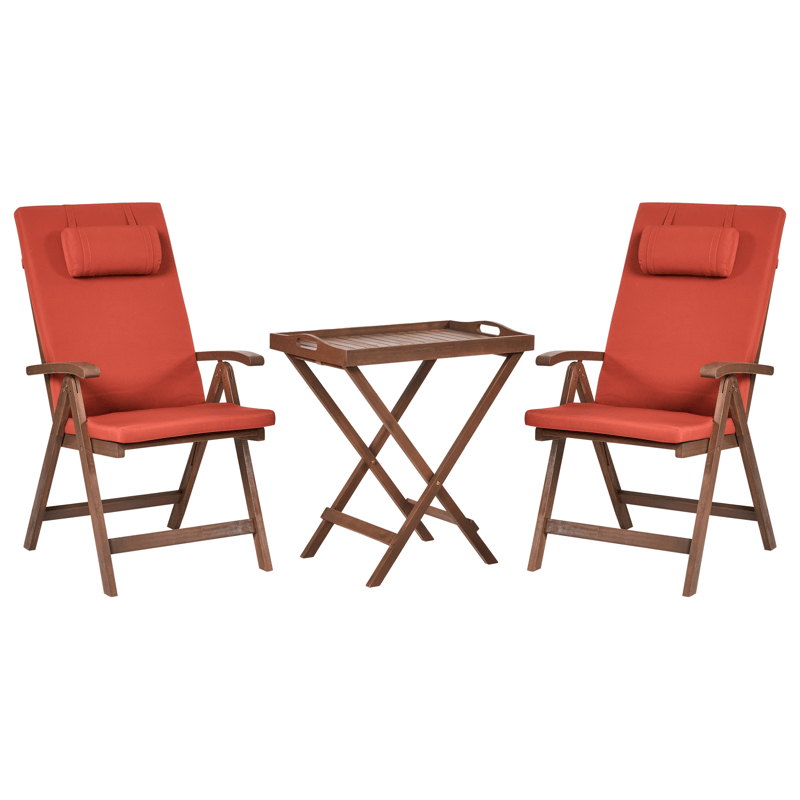 Kahvilasetti ulos Amantea Premium akaasiapuu, Ruskea/punainen