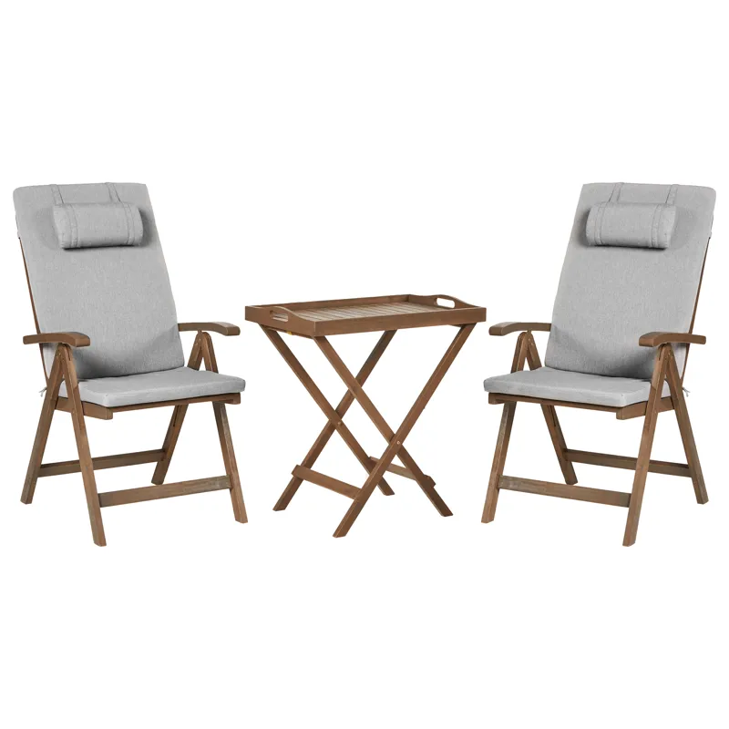 Kahvilasetti ulos Amantea Premium akaasiapuu, Ruskea/harmaankirjava