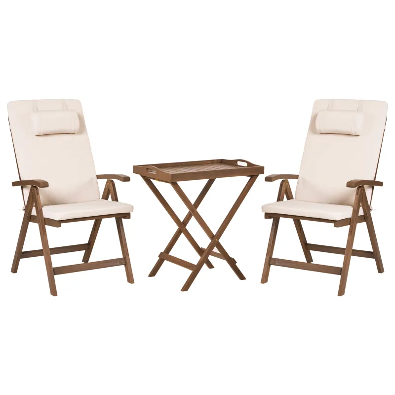 Kahvilasetti ulos Amantea Premium akaasiapuu, Ruskea/Vaalea beige