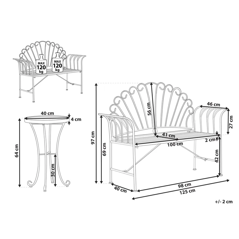 Kahvilasetti ulos Cavinia Rauta - Sininen - Puutarhakalusteet - Parveke - Parvekekalusteet - Parvekesetti
