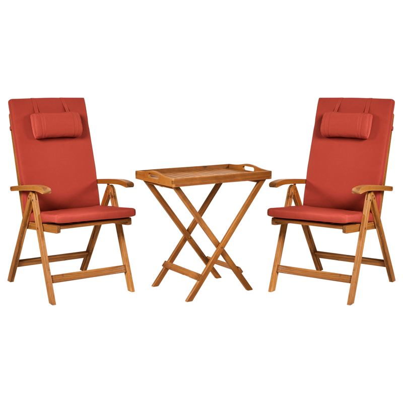 Kahvilasetti ulos Java Premium akaasiapuu, Ruskea/punainen