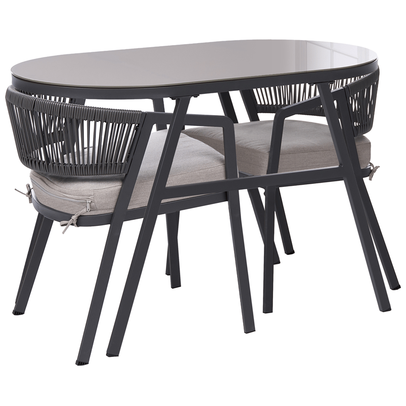 Kahvilasetti ulos Muros Teräs - Harmaa/Beige - Puutarhakalusteet - Parveke - Parvekekalusteet - Parvekesetti