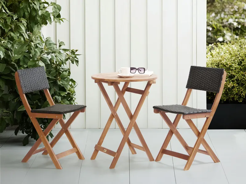 Kahvilasetti ulos Rivarotta akaasiapuu - Ruskea/Musta - Puutarhakalusteet - Parveke - Parvekekalusteet - Parvekesetti