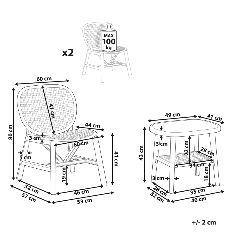 Kahvilasetti ulos Sicelle - Vihreä - Puutarhakalusteet - Parveke - Parvekekalusteet - Parvekesetti