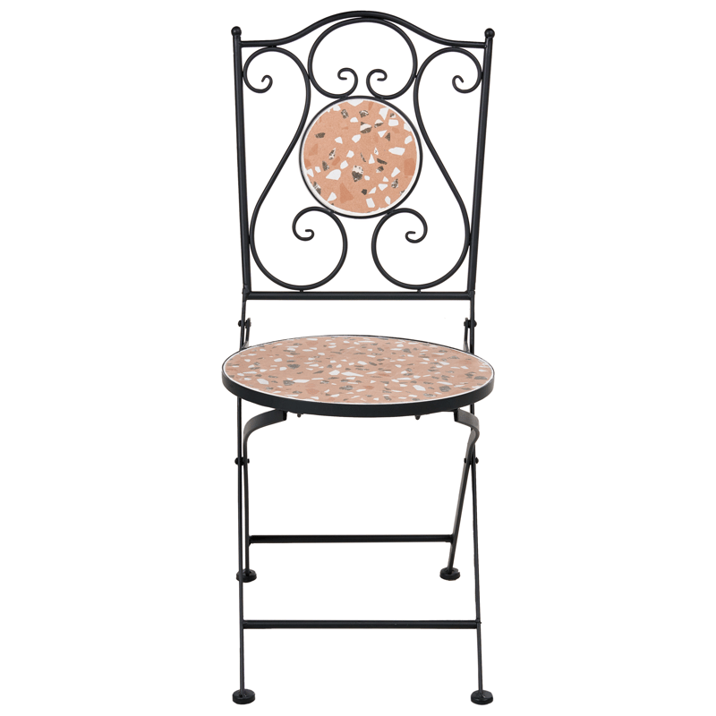 Kahvilasetti ulos taitettava Adrano Rauta - Musta/ruskea/oranssi - Puutarhakalusteet - Parveke - Parvekekalusteet - Parvekesetti