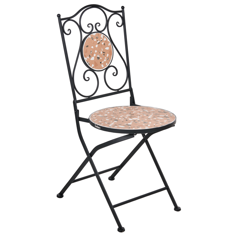 Kahvilasetti ulos taitettava Adrano Rauta - Musta/ruskea/oranssi - Puutarhakalusteet - Parveke - Parvekekalusteet - Parvekesetti