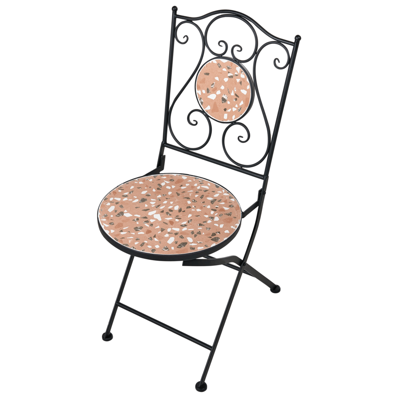 Kahvilasetti ulos taitettava Adrano Rauta - Musta/ruskea/oranssi - Puutarhakalusteet - Parveke - Parvekekalusteet - Parvekesetti