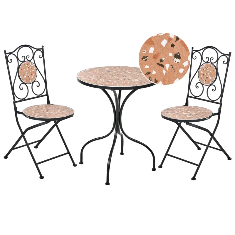 Kahvilasetti ulos taitettava Adrano Rauta, Musta/ruskea/oranssi