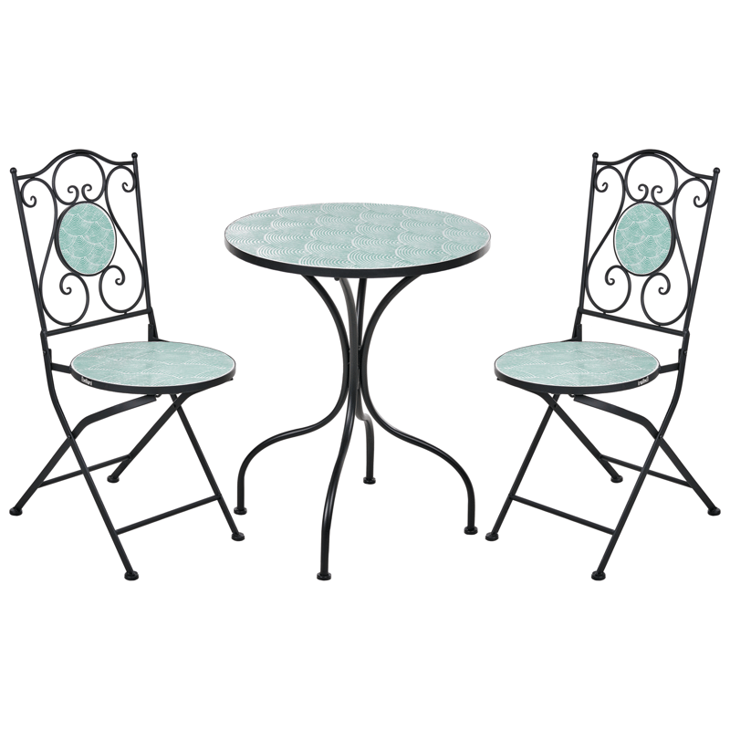 Kahvilasetti ulos taitettava Anapo Rauta - musta/vihreä - Puutarhakalusteet - Parveke - Parvekekalusteet - Parvekesetti