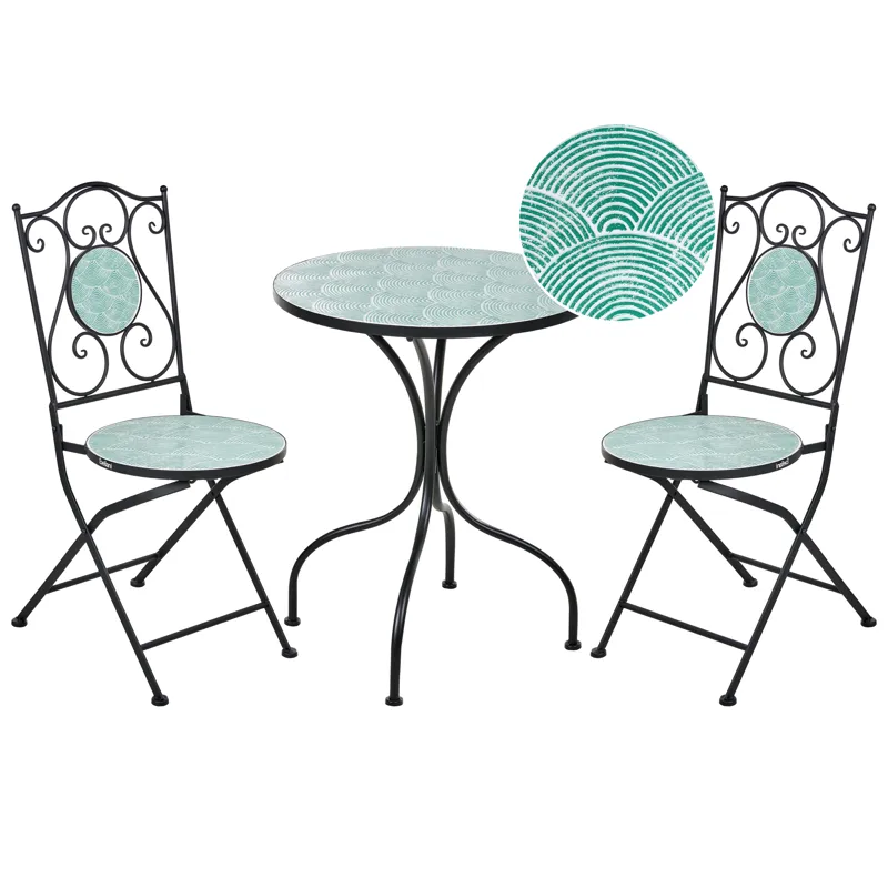 Kahvilasetti ulos taitettava Anapo Rauta, musta/vihreä