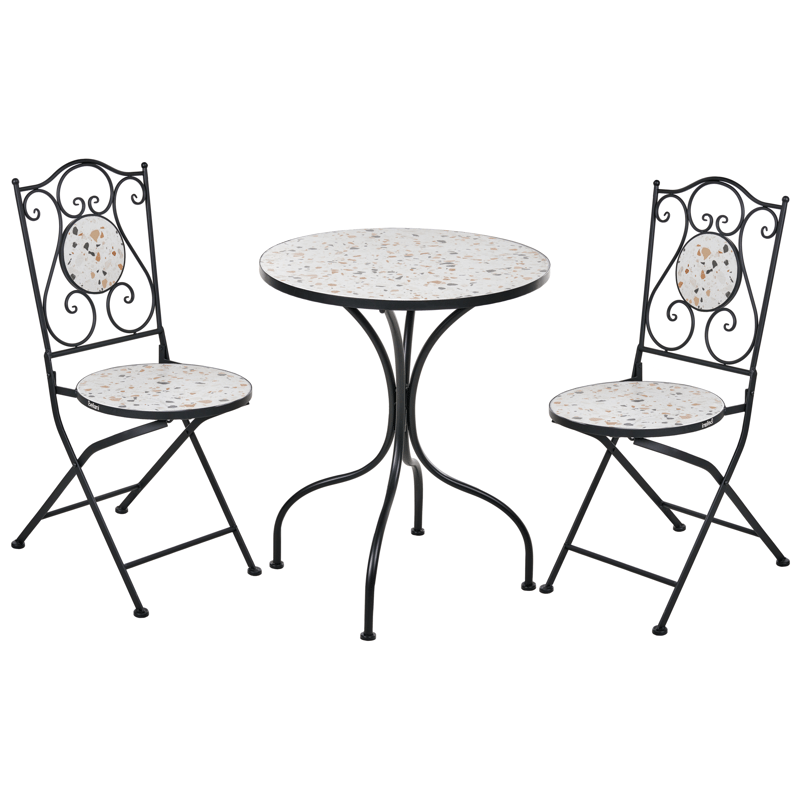 Kahvilasetti ulos taitettava Artena Rauta - Musta/Valkoinen - Puutarhakalusteet - Parveke - Parvekekalusteet - Parvekesetti