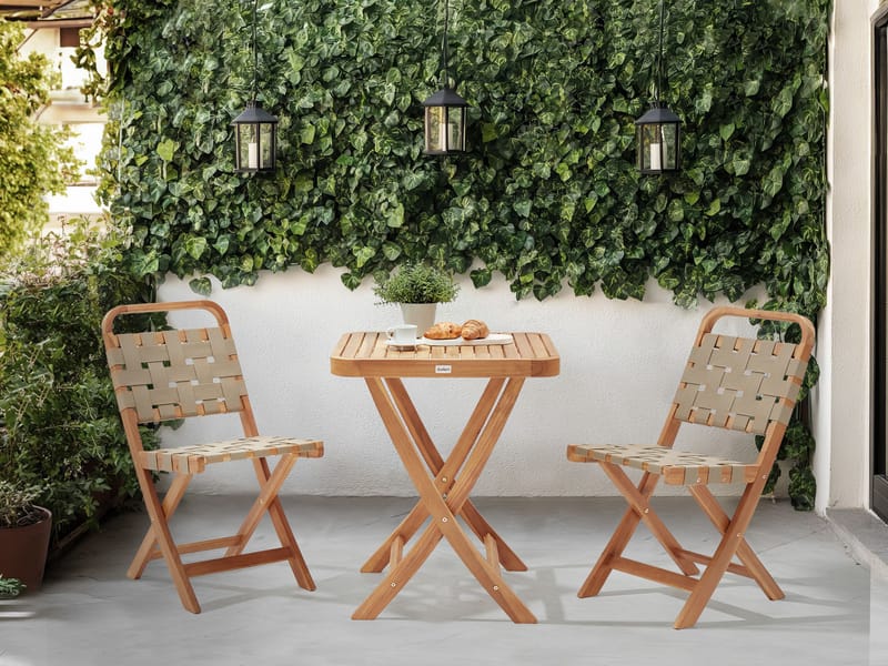 Kahvilasetti ulos taitettava Calciano akaasiapuu - Ruskea/Beige - Puutarhakalusteet - Parveke - Parvekekalusteet - Parvekesetti